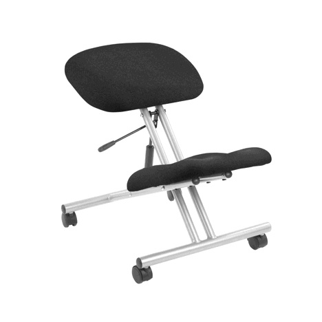 Kneeling Task Operator Stool - Silver Frame - Black