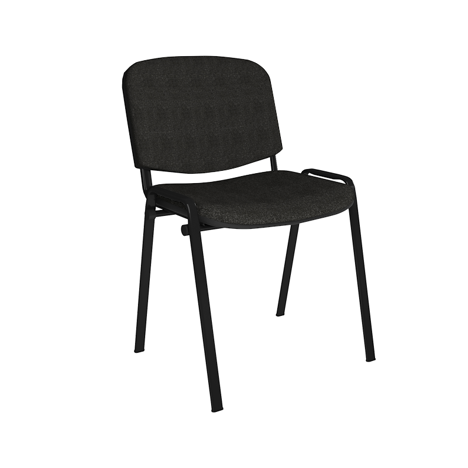 Stacking Side Chair - Black Frame - No Arms - Charcoal