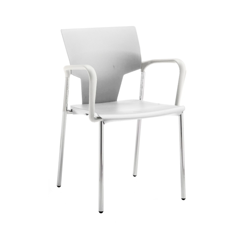 IKON Meeting and Boardroom Chair - With Arms - Four Legs - White