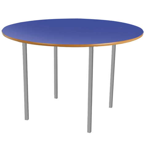 Round Classroom Table - 1000mm - Silver Legs - Blue