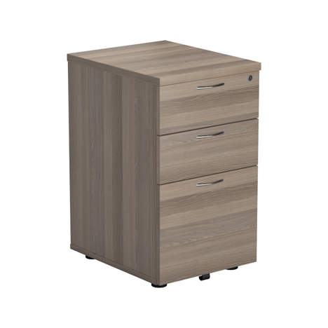 3 Drawer Tall Under Desk Mobile Pedestal - Grey Oak