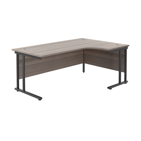 Twin Upright Radial Desk - Right Hand - 1800 - Black Frame - Grey Oak