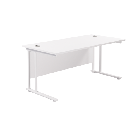 Rectangular Workstation 800mm Deep - W1600 - White Frame - White