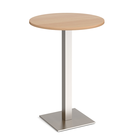 Brescia Circular Poseur Table - 800mm - Brushed Steel Frame - Beech