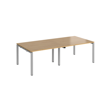 Adapt Rectangular Boardroom Table 2400 x 1200 - Silver - Oak