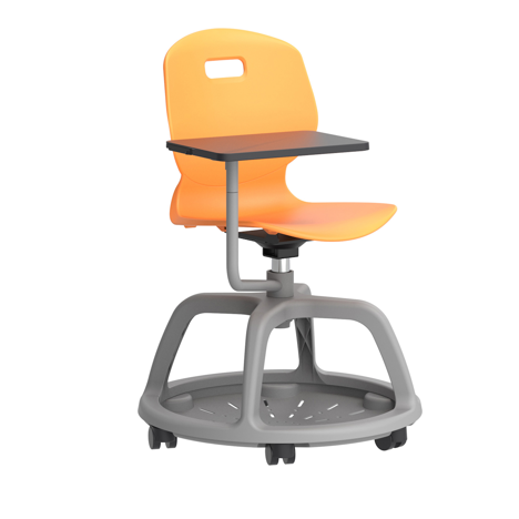 Arc Community Swivel Chair with Arm Tablet - Marigold