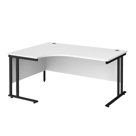 Radial Cantilever Workstation - 1600 - Black - Left - White