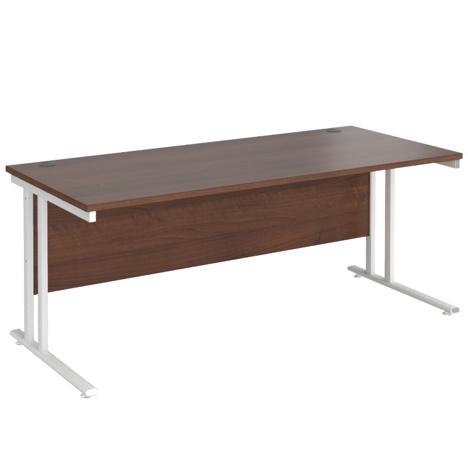 VDU Cantilever Workstation - No Drawers - 1800mm - White - Walnut