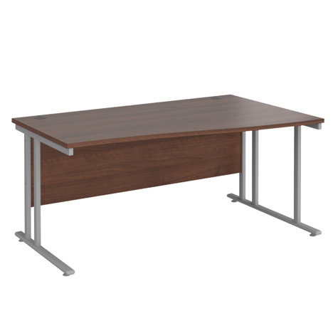 Wave Cantilever Workstation - 1600 - Right Hand - Silver - Walnut