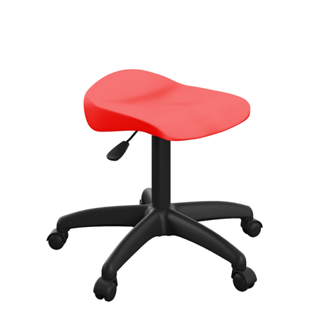 Titan Swivel Junior Stool with Plastic Base and Castors - Red