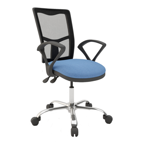 ZIMP Mesh Back Operator Chair - Fixed Arms - Chrome Base