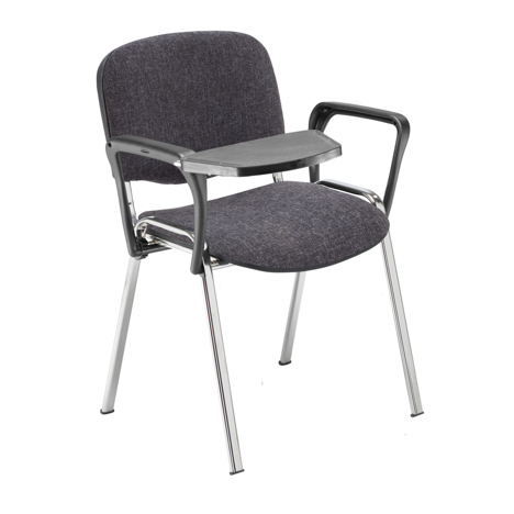 Club Chair with Chrome Frame - Charcoal with Universal Plastic Tablet in Black
