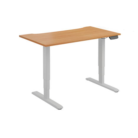 Electric Sit-Stand Desk with Dual Motors - 1400 - Silver Frame - Beech