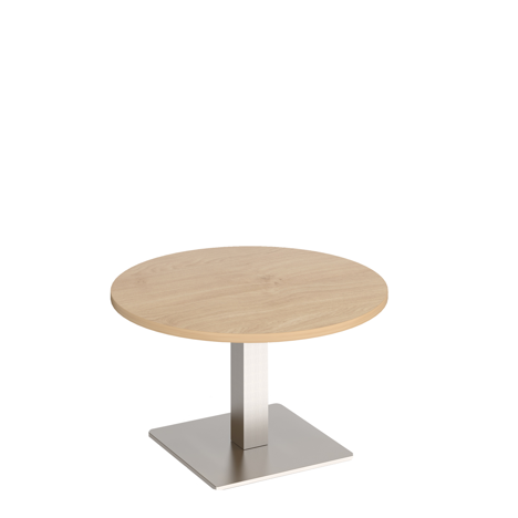 Brescia Circular Coffee Table - Brushed Steel - Kendal Oak