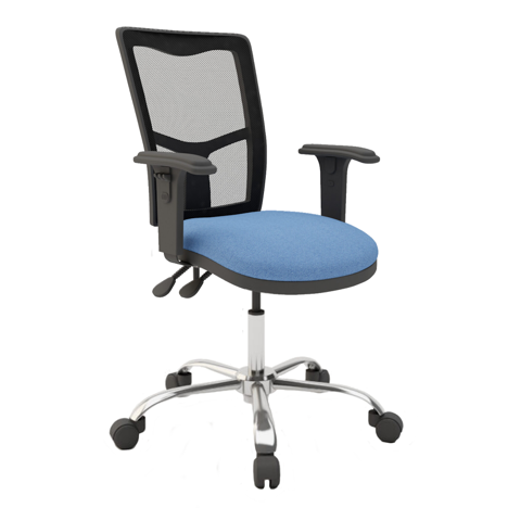 ZIMP Mesh Back Operator Chair - Adjustable Arms - Chrome Base