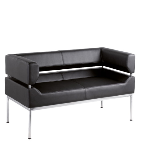 Benotto Reception Seating - Two Seat Chair - 1270mm Wide - Black Faux Leather