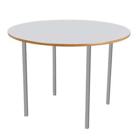 Round Classroom Table - Silver Legs - Light Grey