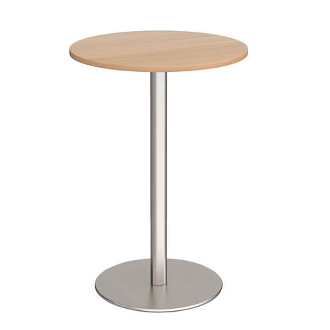 Monza Circular Poseur Table - Brushed Steel - Beech