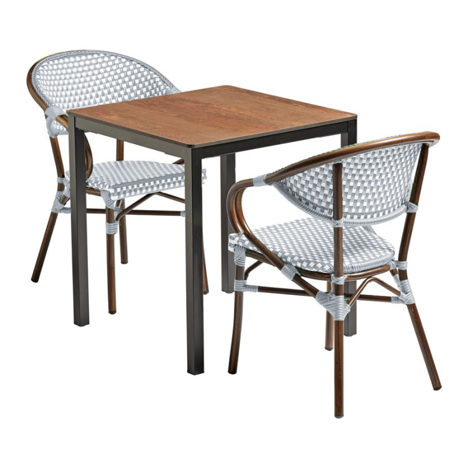 Panda Dining Set - White & Pacific Weave Armchairs + Extrema Copper Textured 4 Leg Dining Table