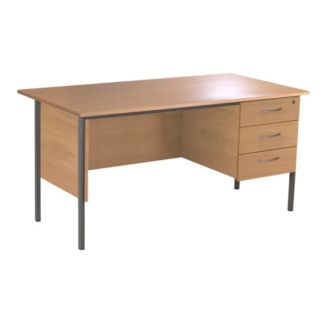 Single Pedestal Three Drawer Desk - 1500mm - Beech