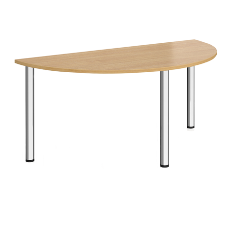 Semi Circular Radial Leg Meeting Table 1600 - Chrome - Oak