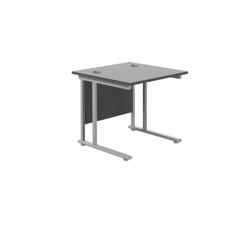 Rectangular Workstation 800mm Deep - W800 - Silver Frame - Black