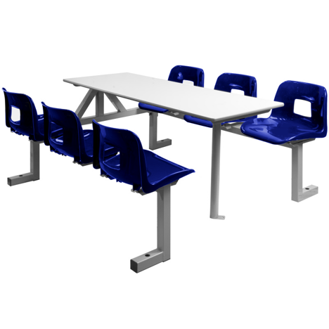 Fastfood Seating - Six Seats - Single Entry - Blue Seats