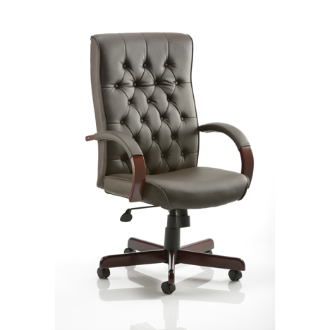 Chesterfield Leather Executive Chair - Brown Leather