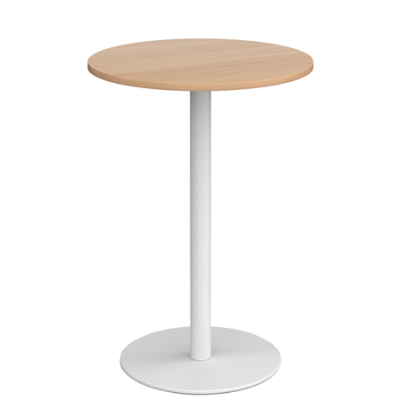 Monza Circular Poseur Table - White - Beech