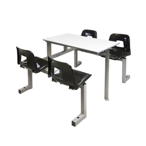 Fastfood Seating - Four Seats - Single Entry - Black Seats