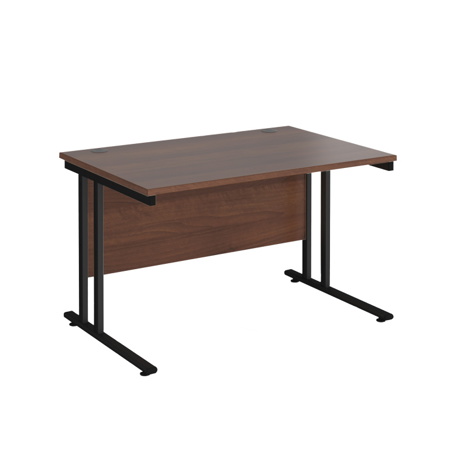 VDU Cantilever Workstation - No Drawers - 1200mm - Black - Walnut