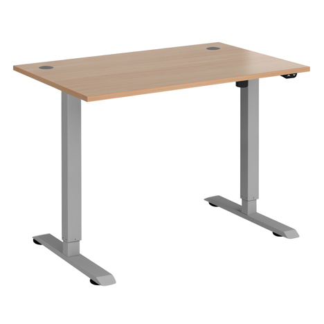 Electric Ergonomic Sit-Stand Workstation - 1200 - Silver Frame - Beech