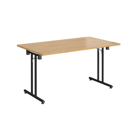 Rectangular Folding Leg Table - 1400 - Black - Oak