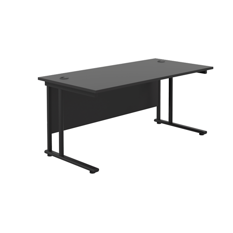 Rectangular Workstation 800mm Deep - W1600 - Black Frame - Black