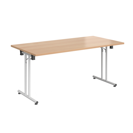 Rectangular Folding Leg Table - 1600 - White - Beech
