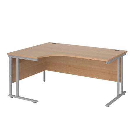 Radial Cantilever Workstation - 1600 - Silver - Left - Beech