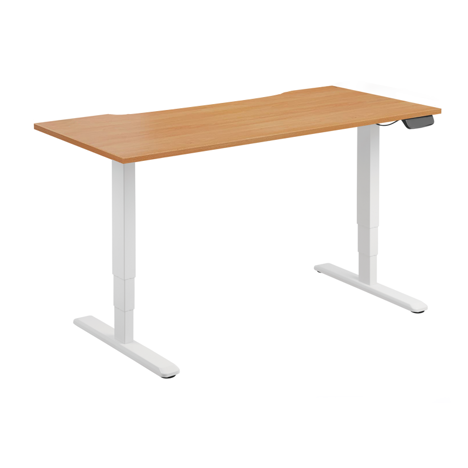 Electric Sit-Stand Desk with Dual Motors - 1800 - White Frame - Beech