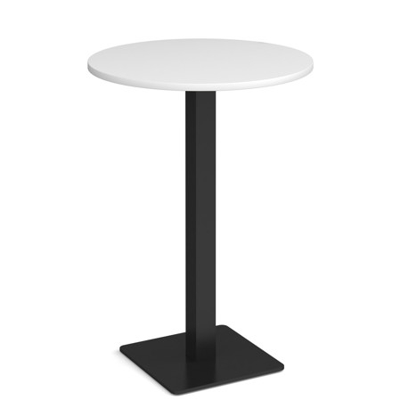 Brescia Circular Poseur Table - 800mm - Black Frame - White