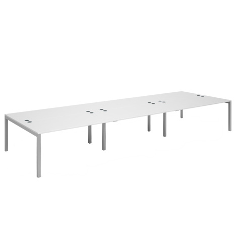 Connex Triple Back to Back Desks - 4800 - Silver Frame - White
