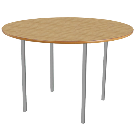 Round Classroom Table - 1000mm - Silver Legs - Oak