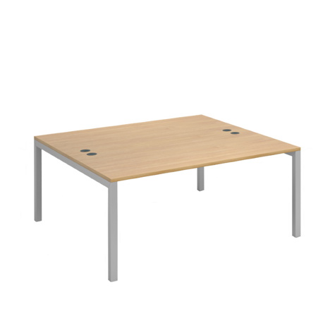 Connex Back to Back Desks - 1600 - Silver Frame - Oak
