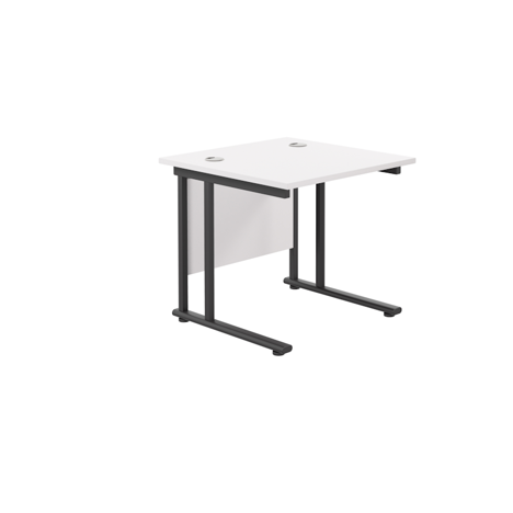 Rectangular Workstation 800mm Deep - W800 - Black Frame - White