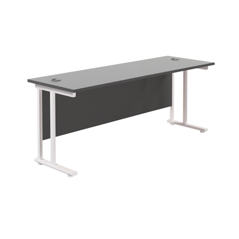Rectangular Workstation 600mm Deep - W1800 - White Frame - Black