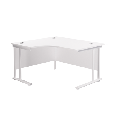 Twin Upright Radial Desk - Left Hand - 1800 - White Frame - White