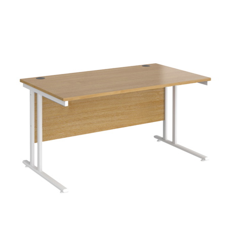 VDU Cantilever Workstation - No Drawers - 1400mm - White - Oak