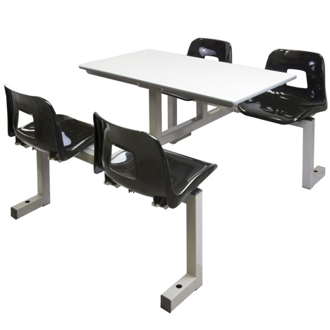 Fastfood Seating - Four Seats - Double Entry - Black Seats
