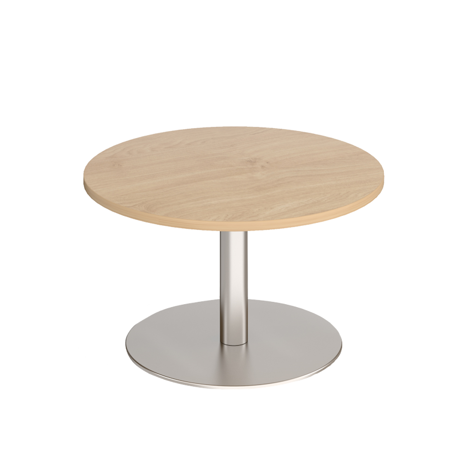 Monza Circular Coffee Table - Brushed Steel - Kendal Oak