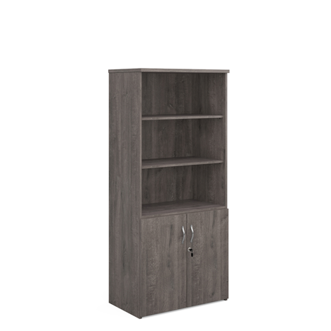 Combination Unit with Open Top - 1790mm High - Four Shelves - Grey Oak