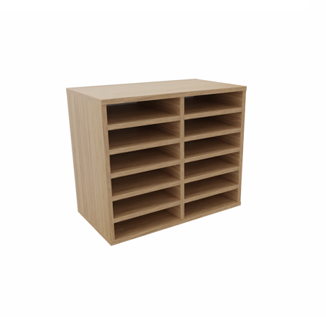 Pigeon Hole Unit - 2 Bay Wide - 12 Compartment - Beech