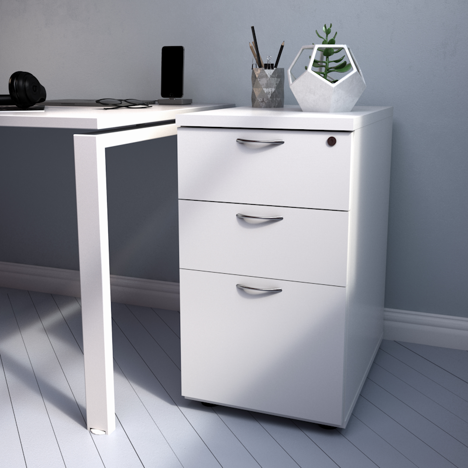 3 Drawer Desk High Pedestal